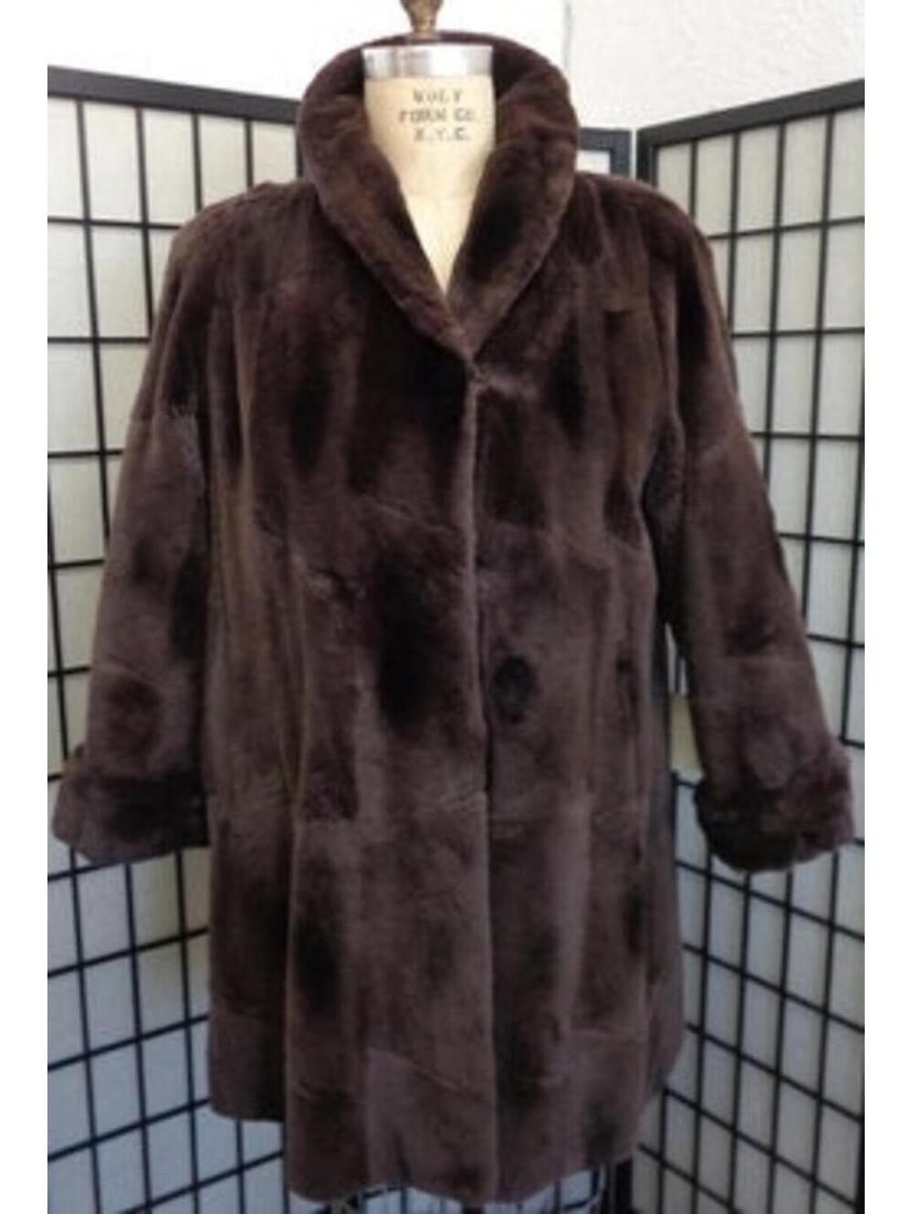 Excellent Sheared Muskrat Fur Coat Jacket Women Woman Size 20-22 Xxxlarge